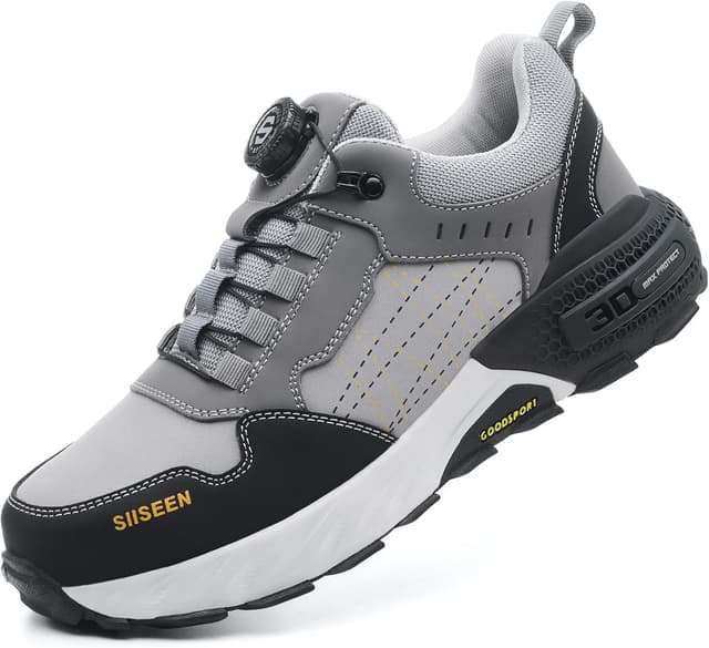 Detalle de Stillithou Safety Trainers steel toe cap work shoes with swivel buckle laces