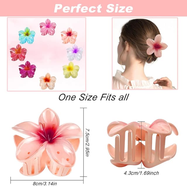 Detalle de YeahBoom 8er Set Blumen-Haarspangen für Frauen – 3D-Haarklammern mit rutschfestem Kunststoff