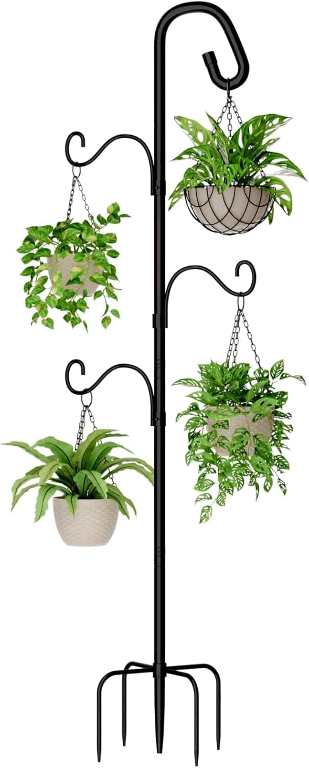 Detalle de Bamworld Shepherds Crook Garden Hooks 61in adjustable height hanging pole with 5-prong base