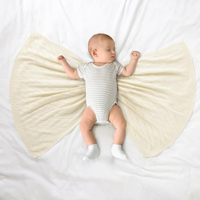 Detalle de Mimixiong Cotton Knit Baby Blanket 100 x 80 Cream