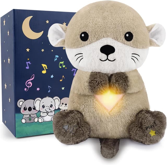 Detalle de BRICHOEE Breathing Stuffed Animal Otter Plush with Breathing Motion, Calming Sound & Light