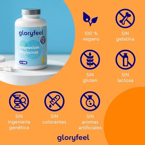 Detalle 2 de Gloryfeel Glicinato de Magnesio (bisglicinato) 240 cápsulas, 400 mg de magnesio elemental/día