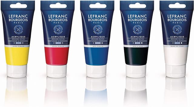 Detalle 2 de Lefranc Bourgeois LB Acryl Fine 5x80 ml Set – cremige Acrylfarbe auf Wasserbasis für Design, Kunst & Hobby
