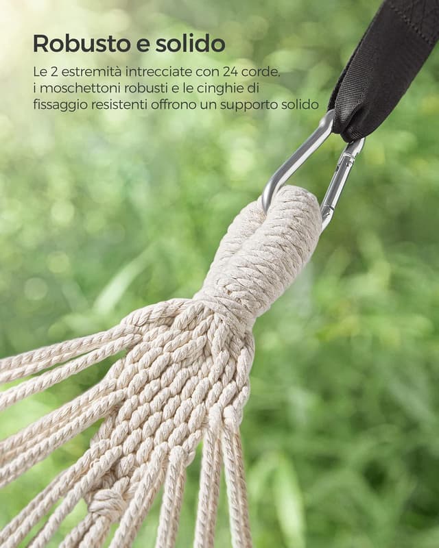 Detalle 2 de SONGMICS amaca doppia 210 x 150 cm con portata fino a 300 kg, beige GDC15M