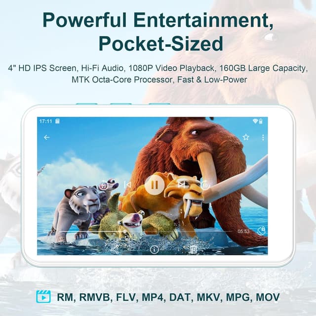 Detalle de SWOFY Lecteur MP3 160 Go Android 13 avec Bluetooth, Wi‑Fi et écran tactile 4 pouces (D08)