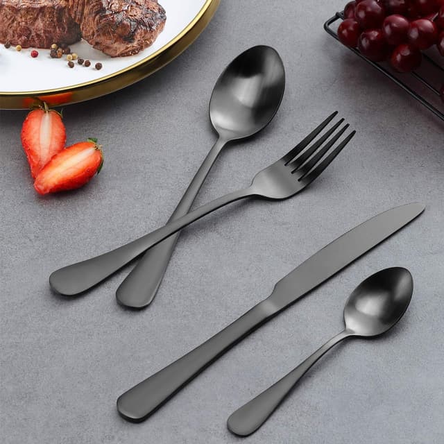 Thumbnail 5 de BEWOS 16-piece matt black cutlery set 🍴