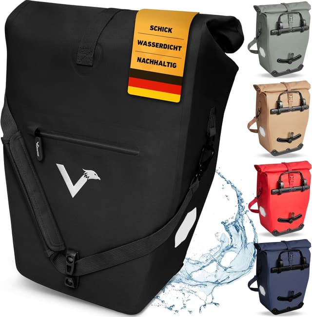 Detalle de Valkental Große & wasserdichte Gepäckträgertasche 28L