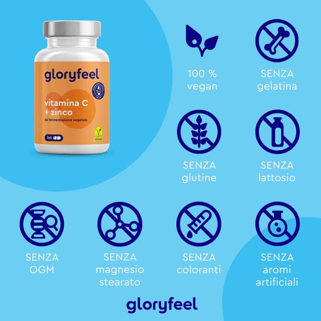 Detalle de Vitamina C 500 mg + Zinco 10 mg 365 capsule vegan (scorta 1 anno) con ascorbato di calcio
