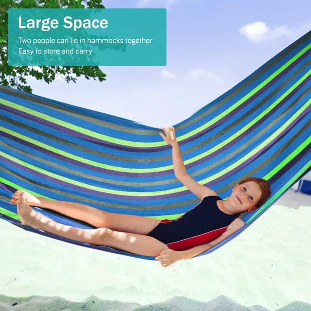 Detalle de MOSFiATA 275x155cm Hammock with Spreader Bars and Thick Canvas (up to 550 lb) for garden camping