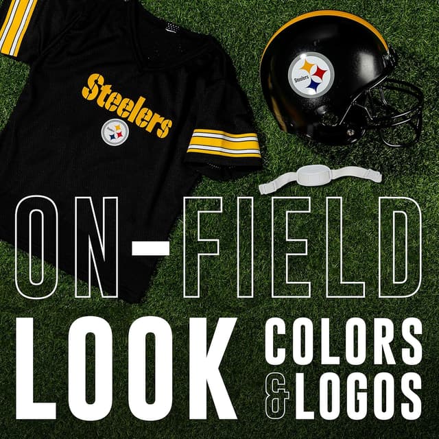 Detalle 2 de Franklin Sports NFL Kids Helmet + Jersey Set (Pittsburgh Steelers) — Youth Medium Costume Uniform