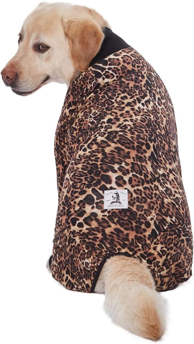 Detalle 2 de Blue Dream Island Leopard Dog Pajamas Jumpsuit (Lightweight Cotton) for Medium & Large Dogs