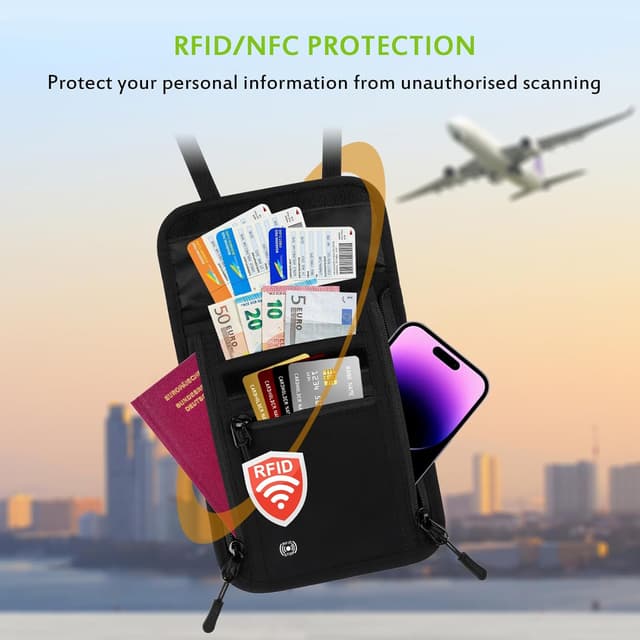 Thumbnail 4 de UBAYEE Brustbeutel mit RFID Schutz Reisegeldbeutel