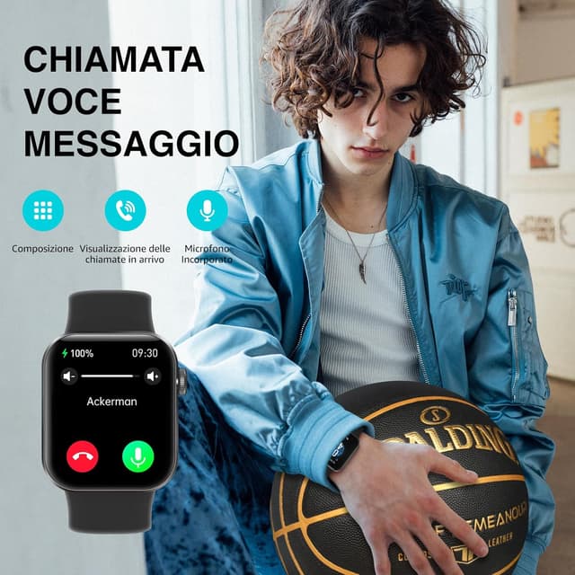 Detalle de Smartwatch Uomo Donna con schermo 1,85”, chiamate Bluetooth e IP68 (P2) — 140 modalità sportive, contapassi e SpO2