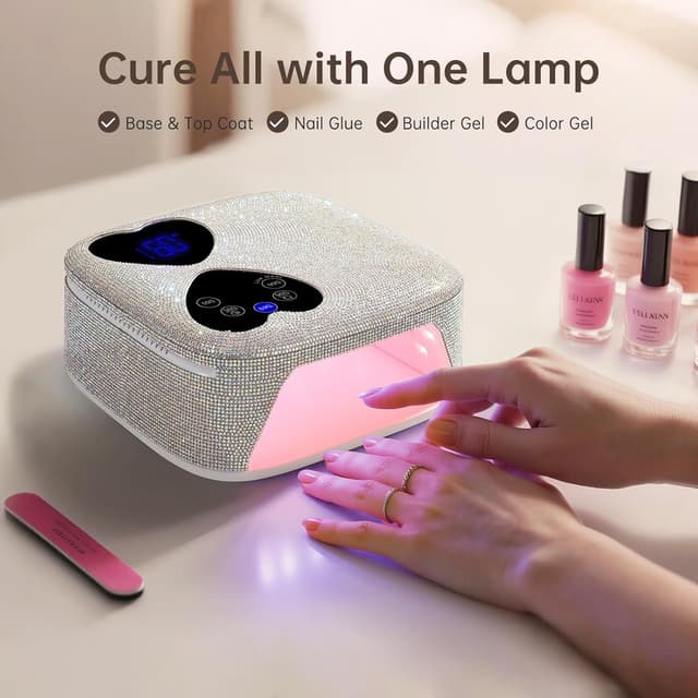 Detalle 2 de CHRISTINE SHELLY Cordless Nail Lamp (80W) – Rechargeable UV LED Dryer with 5 Timer Settings