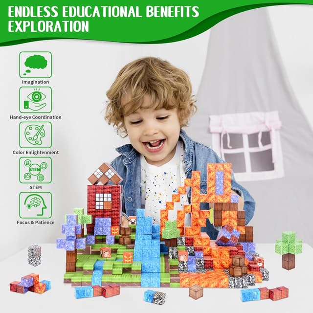 Detalle 2 de LFZXKJKJ 64Pcs Magnetic Blocks for STEM learning