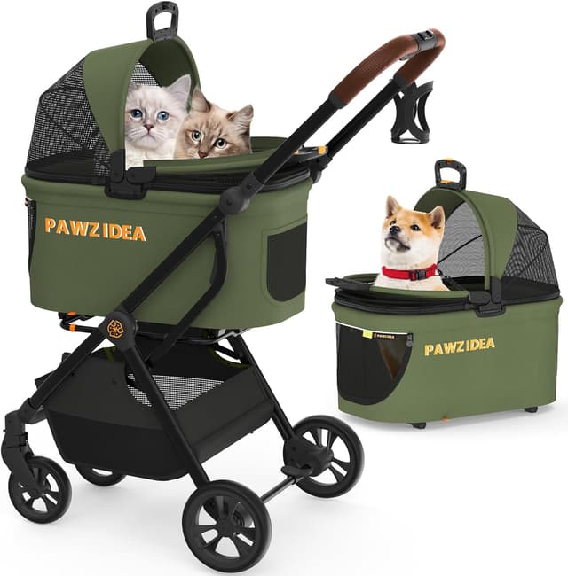 Detalle de PAWZIDEA 4-in-1 pet stroller, 10 lb foldable