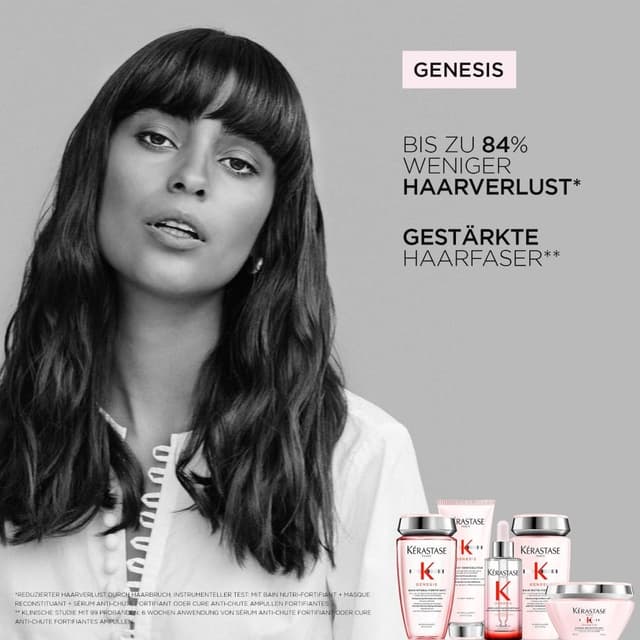 Detalle 2 de Kérastase Genesis Pflegeroutine Probierset mit Shampoo, Haarspülung & Hitzeschutzspray für feines, brüchiges Haar