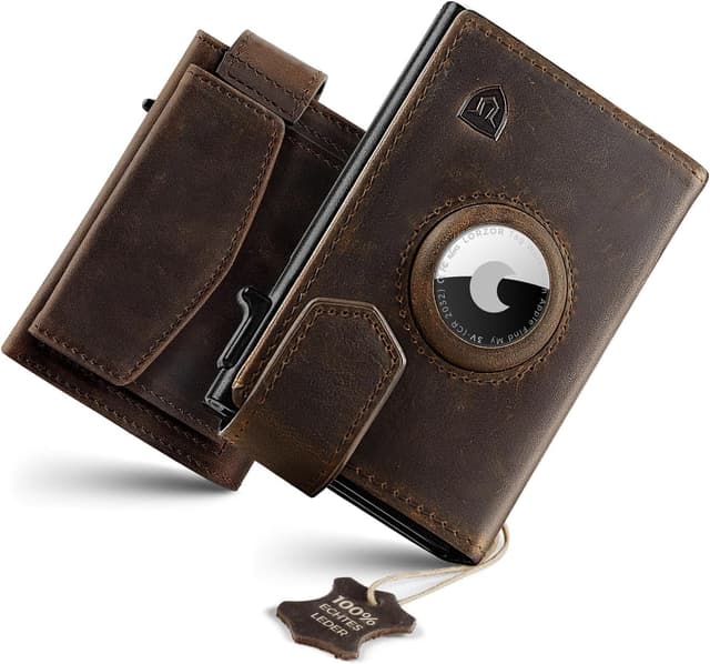 Detalle de LORZOR AirTag Wallet mit XXL Münzfach 30 Münzen