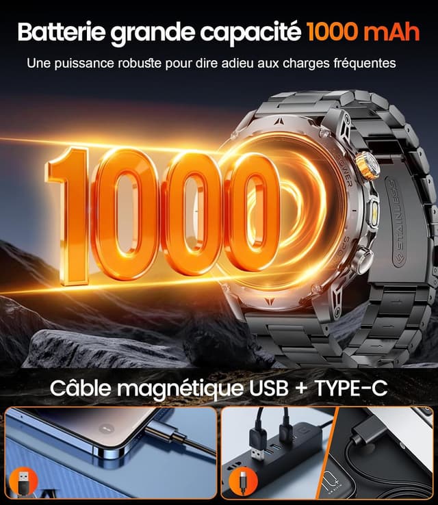 Thumbnail 1 de LIGE Montre Connectée Militaire 1000mAh
