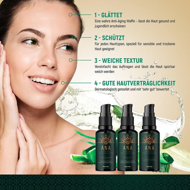 Detalle 2 de ANA Naturkosmetik Bio Gesichtspflege Set 3x30 ml