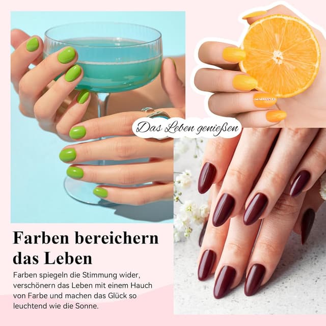 Detalle 2 de VANREESA UV-Nagellack-Set mit 55 Farben, Unterlack und Überlacken (inkl. Glitzer & mattem Finish)