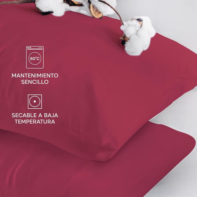 Thumbnail 5 de Twinzen® Juego de Fundas de Algodón Jersey Burdeos 50x70🛏️