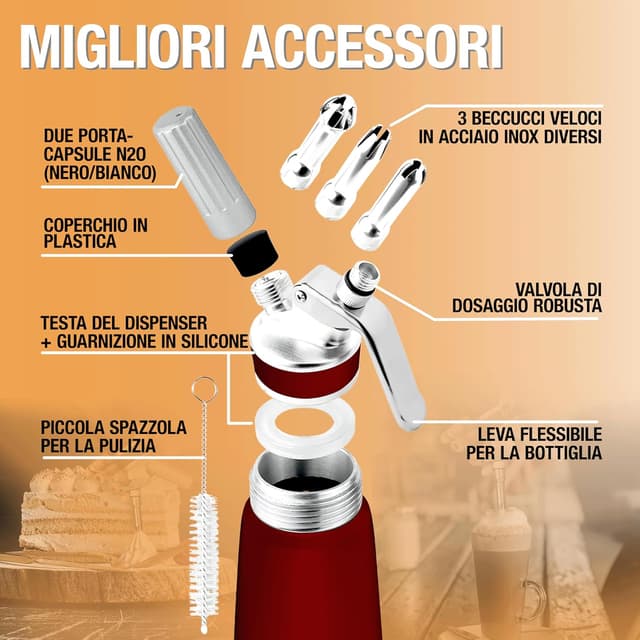 Detalle 2 de Sifone panna montata Thiru 500 ml rosso