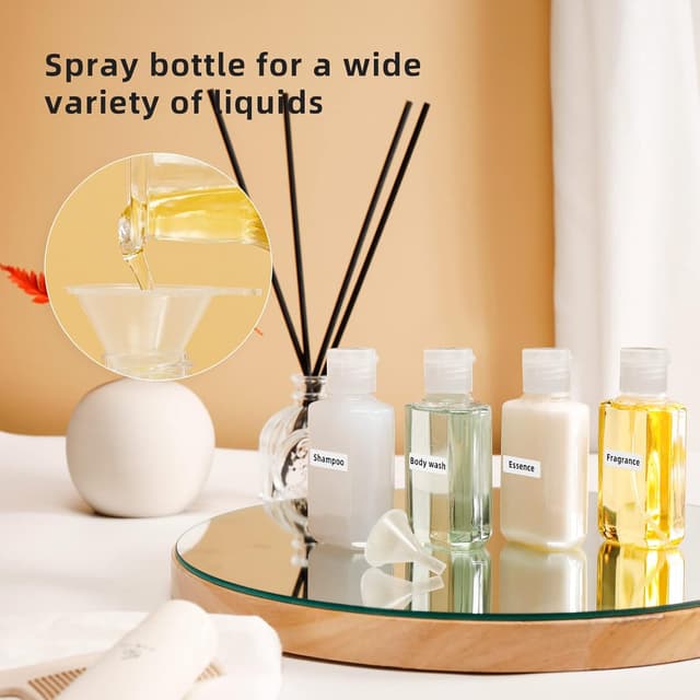 Detalle de Ysimple 12 Pack 60ml Travel Bottles Set with Spray Nozzles, Funnels and Labels