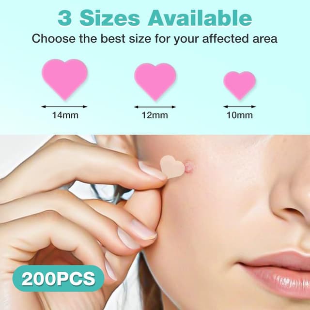 Detalle 2 de BUTBU Herz Akne-Patch (Hydrokolloid) – 200 Stück, wasserdicht & atmungsaktiv, Tag & Nacht 2-in-1