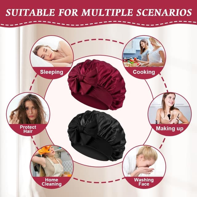 Thumbnail 6 de ACWOO Bonnet de Nuit Satin Ajustable 27 pouces