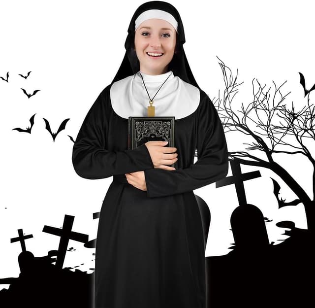 Thumbnail 5 de Aomig Nonnen Kostüm Damen 4‑teilig 🎭