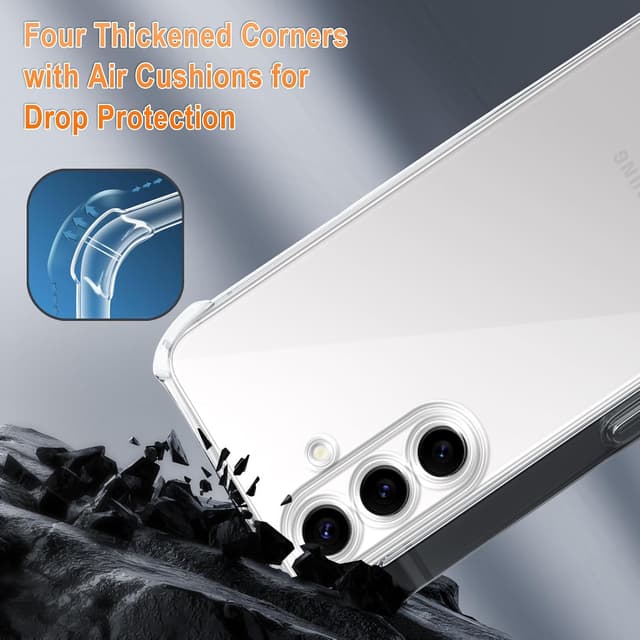 Detalle de XTCASE Coque pour Samsung Galaxy S25 FE 5G avec cordon et tour de cou – silicone TPU transparente (noir)