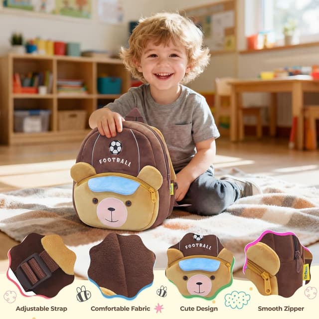 Detalle de PROTAURI sac à dos enfant 1 à 4 ans motif ourson footballeur (cartable maternelle léger)