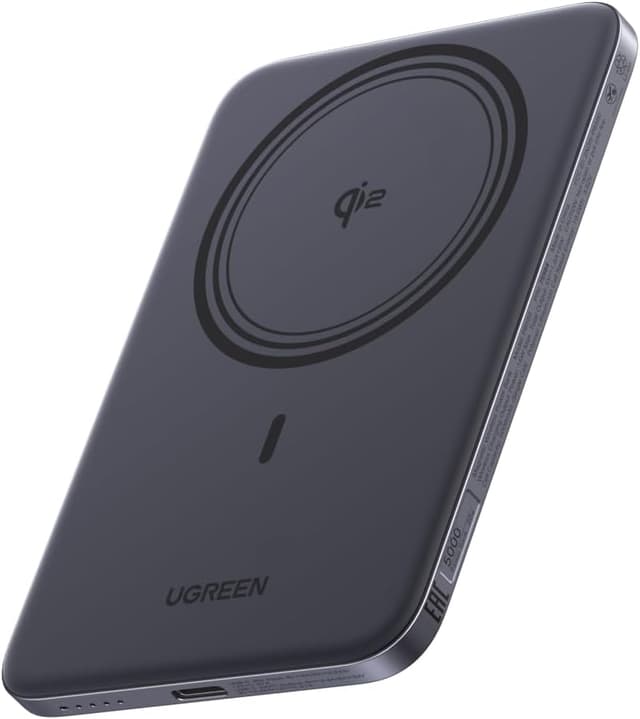 Detalle de UGREEN MagFlow Air Qi2 15W — power bank esterno ultrasottile 5.000 mAh con MagSafe e ricarica USB‑C PD 20W