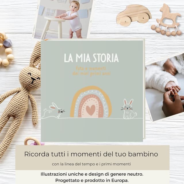 Detalle de HuBorns Album Nascita bambina e bambino per incollare foto e scritte, con oltre 50 pagine e adesivi