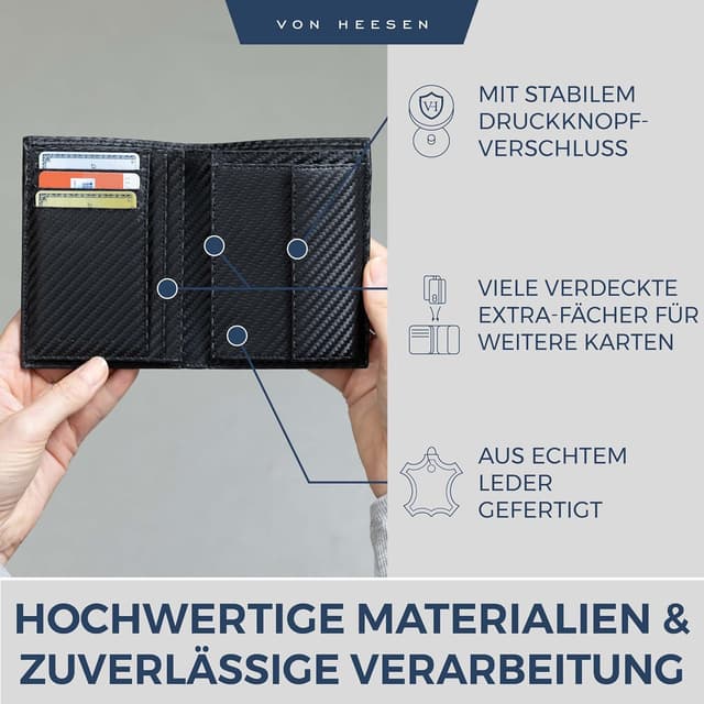 Detalle 2 de VON HEESEN Leder-Geldbörse mit Münzfach