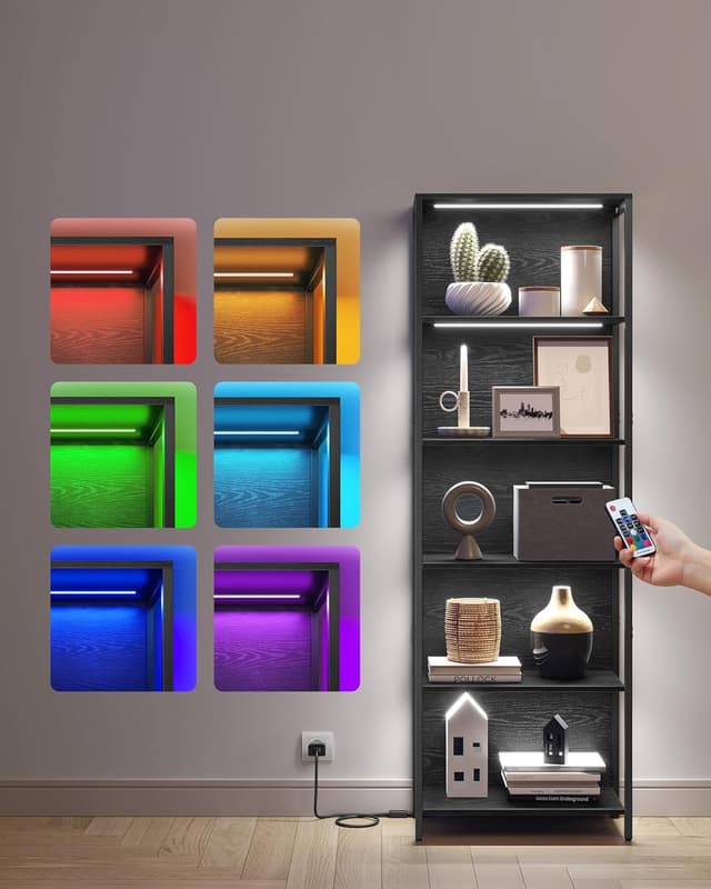 Thumbnail 1 de VASAGLE LLS120B57 scaffale a 6 ripiani con luci LED dimmerabili e telecomando