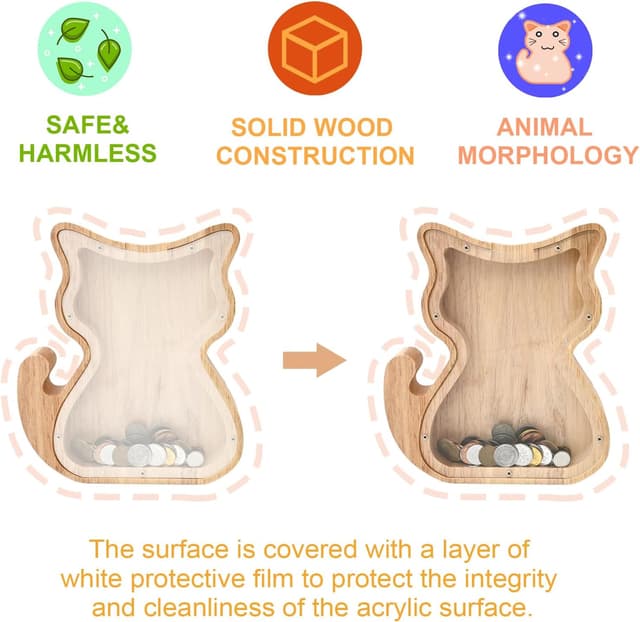 Thumbnail 5 de TOTHDATE Animals Wooden Money Box