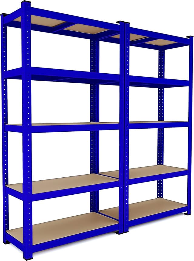 Detalle de Arreditaly Scaffale in metallo e MDF Racine con 5 ripiani regolabili, portata fino a 875 kg, 180 x 90 x 40 cm (blu)
