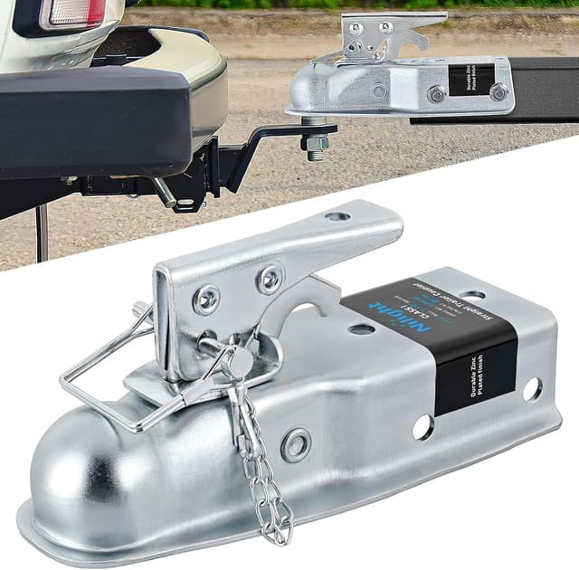 Detalle de Nilight Straight Trailer Coupler with Safety Latch & Chain for 1-7/8 Inch Hitch Ball (2-1/2 Inch Channel, 2000 LBS)