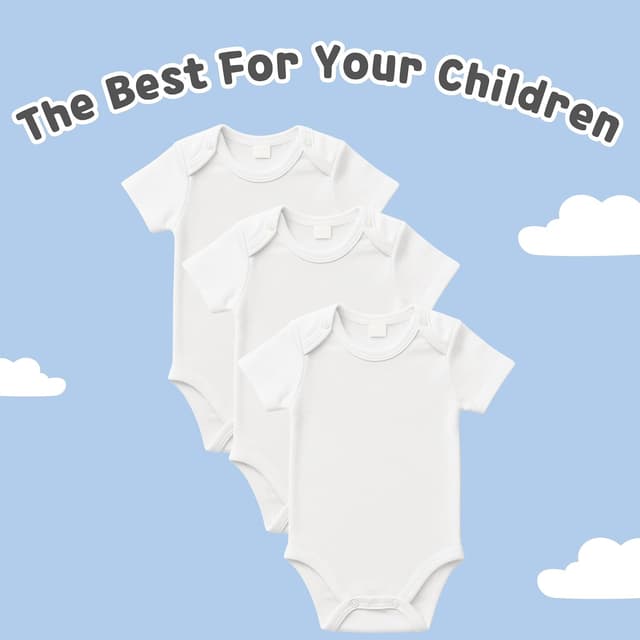 Detalle de rise&Raba Baby Bodysuit 3 Pack (0-4 Years) in 100% Organic Cotton half sleeve