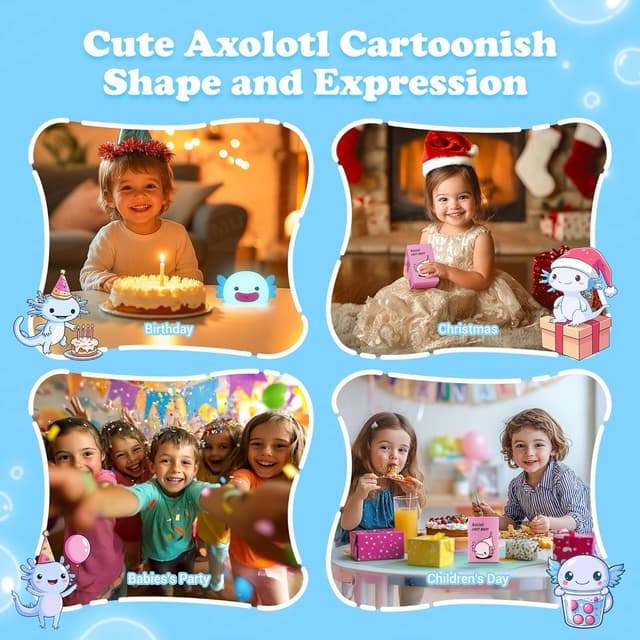 Detalle de MUMUQ Axolotl Kids Night Light – silicone LED touch night lamp with dimmer and 20-minute timer