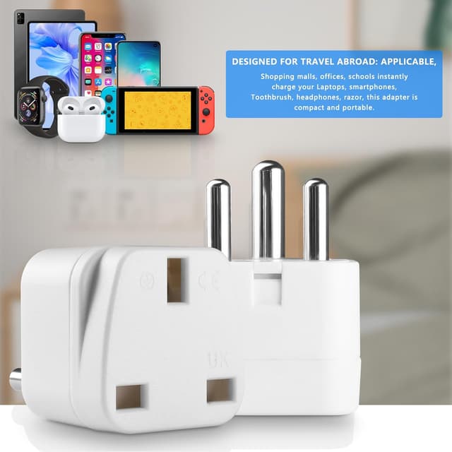 Detalle de XGKEGS UK to India plug adapter 2 pack