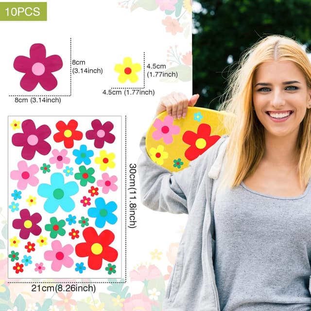 Detalle de 350 PCS Flowers Car Decals – waterproof floral vinyl stickers for car windows, doors, hoods & more