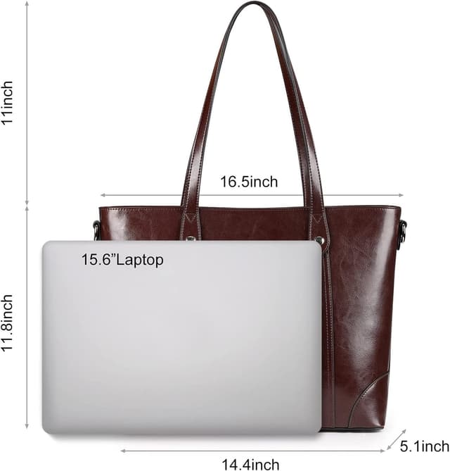 Detalle 2 de S-ZONE Borsa Tote in pelle da donna con tracolla per laptop fino a 15,6