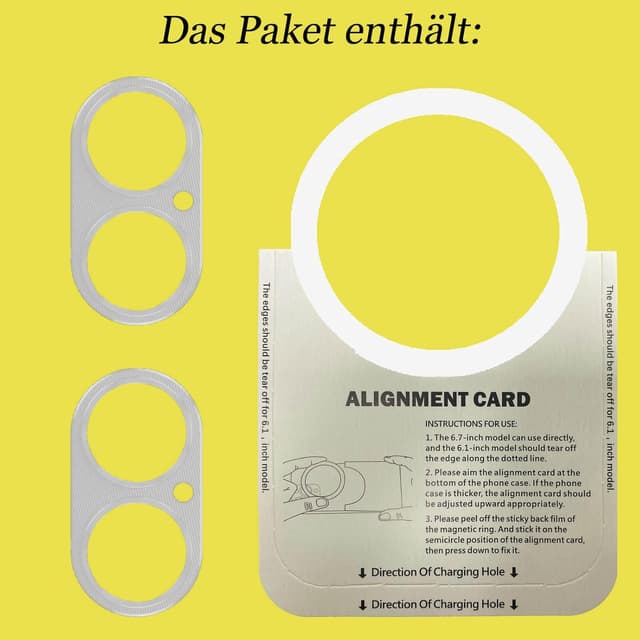 Detalle 2 de 2er-Pack Kameraschutz aus gehärtetem Glas für iPhone 16 (6,1 Zoll) & iPhone 16 Plus (6,7 Zoll) mit Metallring für MagSafe-Adapter