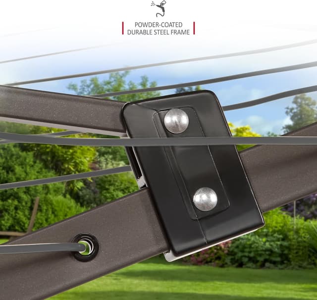 Detalle de NETTA Rotary Washing Line 4 Arm 45M (45m) – Heavy Duty Garden Rotary Airer with Cover & Ground Spike, Grey