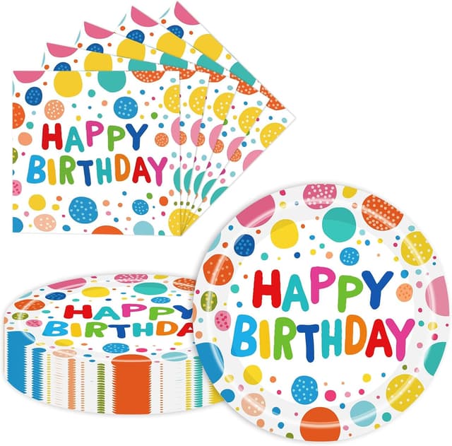 Imagen de 7 inch birthday party plates set 40 pcs en OfertitasTOP