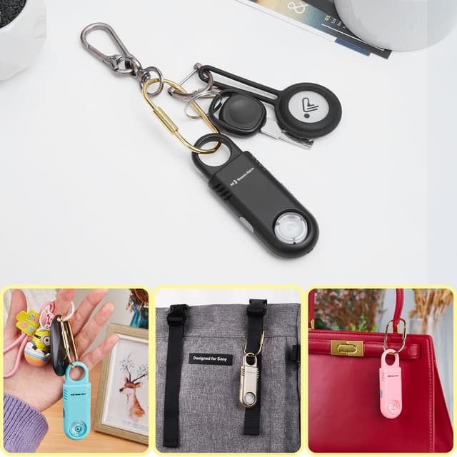 Detalle de Mosaic Alarm 135dB Rechargeable Personal Safety Alarm with Torchlight (Keychain SOS Siren) – Black