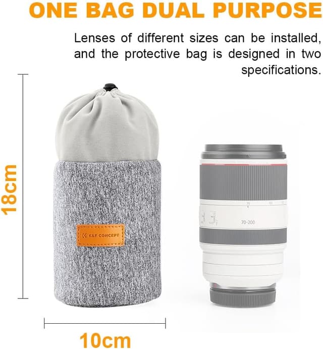 Detalle 2 de K&F Concept 10×18cm neoprene lens pouch